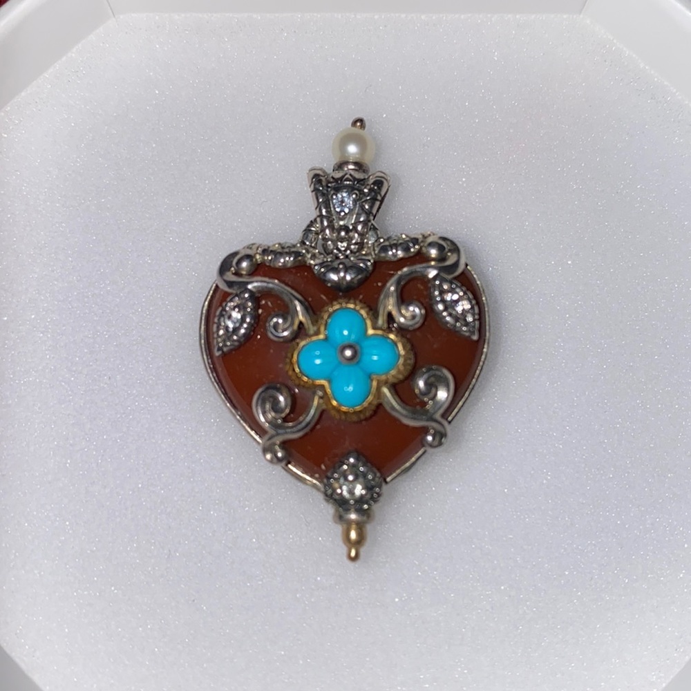 Barbara Bixby Turquoise & Pearl Heart Pendant